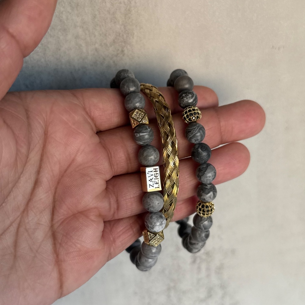 Gray Crazy Lace Jasper Bracelet Set| Gifts | Handmade